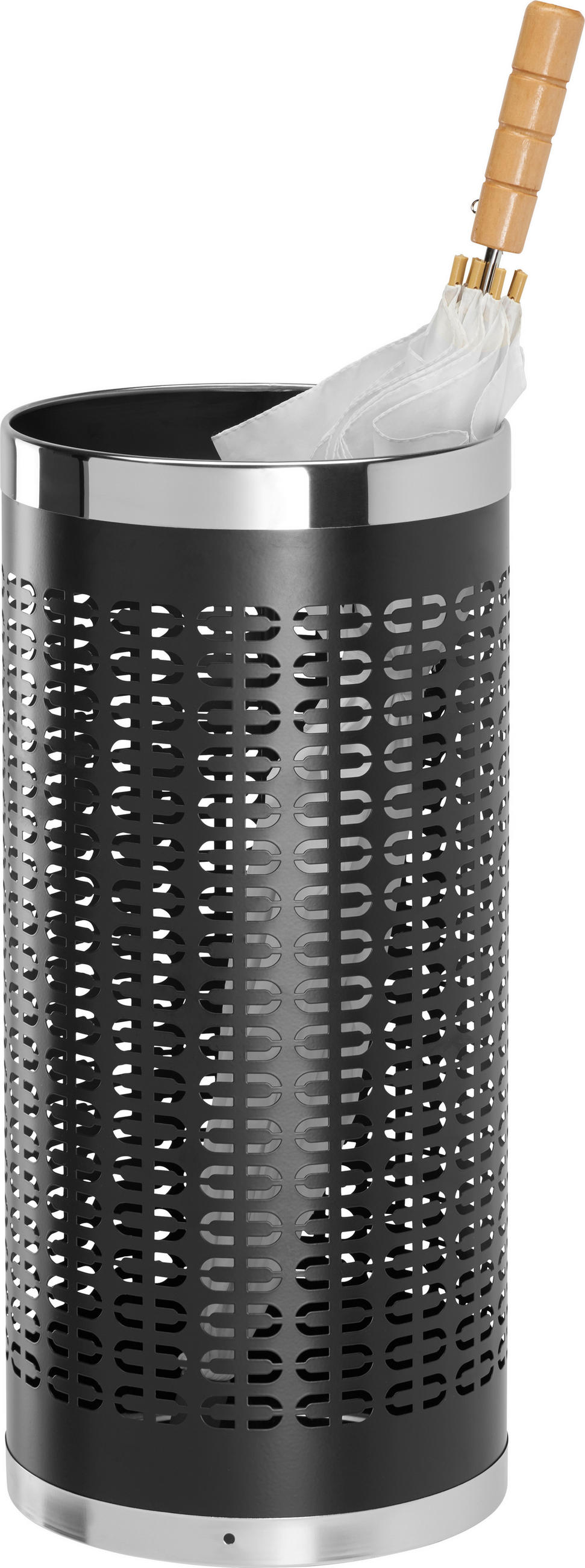 SCHIRMSTÄNDER Metall Schwarz, Edelstahlfarben  - Edelstahlfarben/Schwarz, Basics, Metall (23/50cm) - Xora