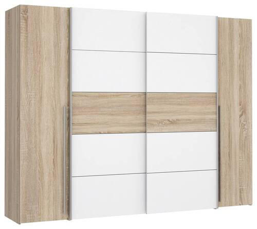 KLEIDERSCHRANK 270/210/61 cm 4-türig Weiß, Sonoma Eiche  - Alufarben/Weiß, KONVENTIONELL, Holzwerkstoff/Kunststoff (270/210/61cm) - MID.YOU