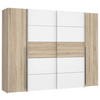 GARDEROB 270/210/61 cm 4-dörrar - vit/Sonoma ek, Klassisk, metall/trämaterial (270/210/61cm) - MID.YOU