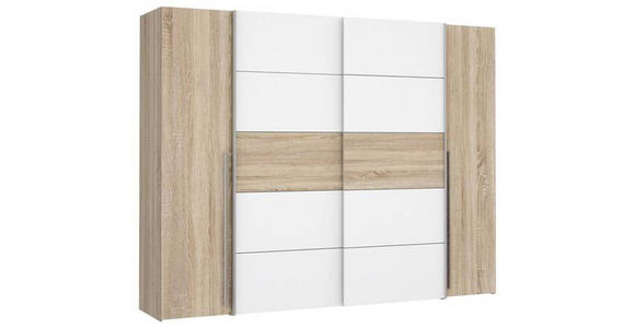 KLEIDERSCHRANK 270/210/61 cm 4-türig - Alufarben/Weiß, KONVENTIONELL, Holzwerkstoff/Kunststoff (270/210/61cm) - Carryhome
