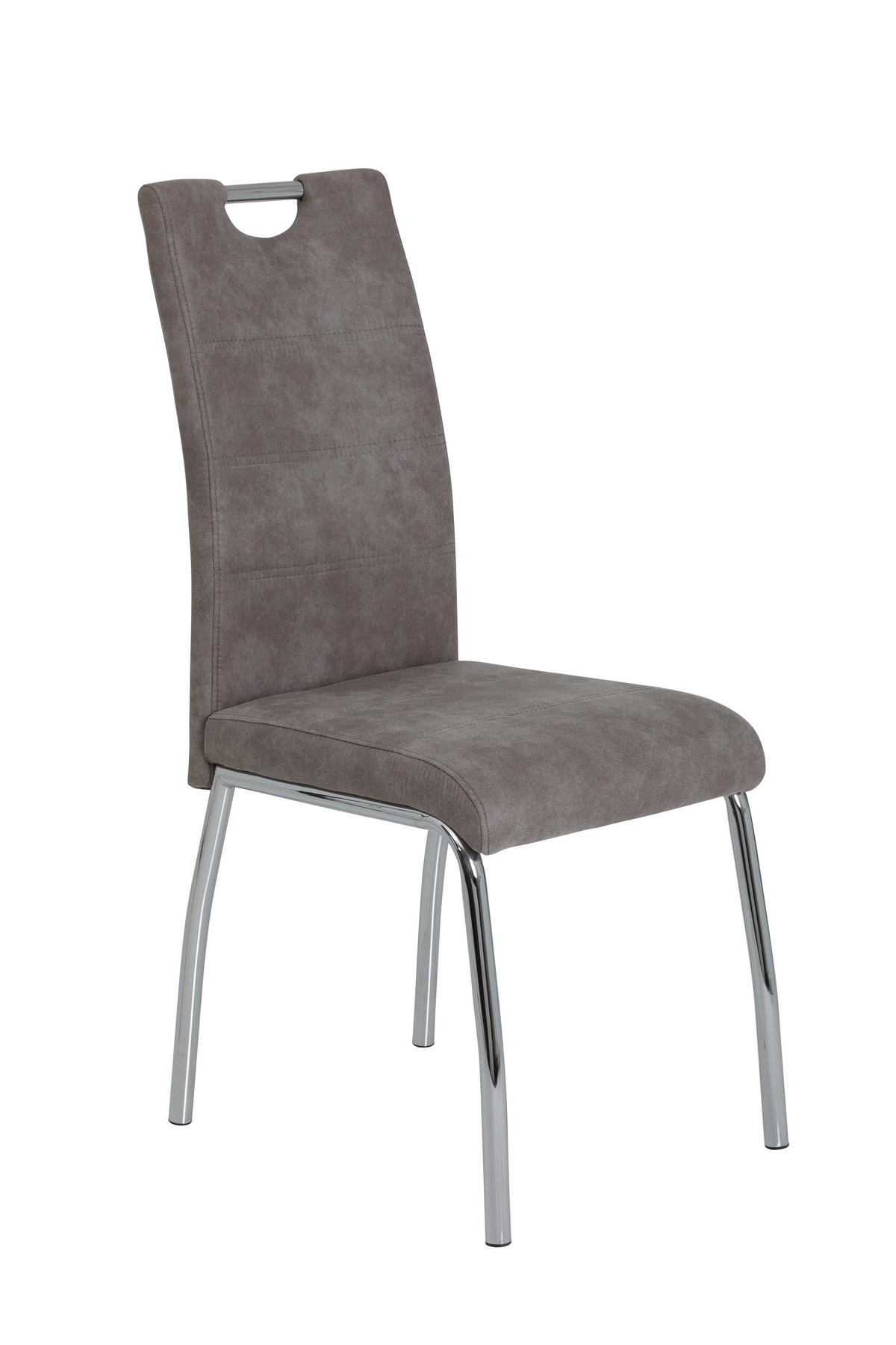STUHL-SET 4 Stück  in Stahl Mikrofaser Metall, Textil  - Chromfarben/Grau, MODERN, Textil/Metall (44/98/61cm) - MID.YOU