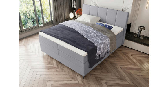 BOXSPRINGBETT 180/200 cm  in Hellgrau  - Hellgrau/Schwarz, KONVENTIONELL, Textil/Metall (180/200cm) - Carryhome