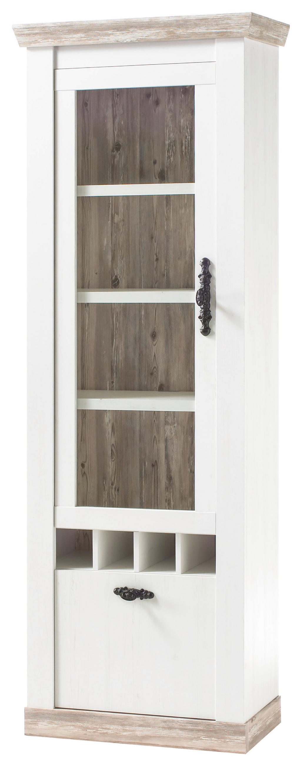 VITRINE in Pinienfarben  - Schwarz/Pinienfarben, Design, Holzwerkstoff/Metall (71/201/37cm) - MID.YOU