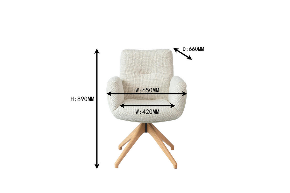 ARMLEHNSTUHL  Sitzfläche 360° drehbar, automatische Rückholfunktion Webstoff  Eichefarben, Beige  - Eichefarben/Beige, Design, Holz/Textil (62/89/66,5cm) - Johann Jakob
