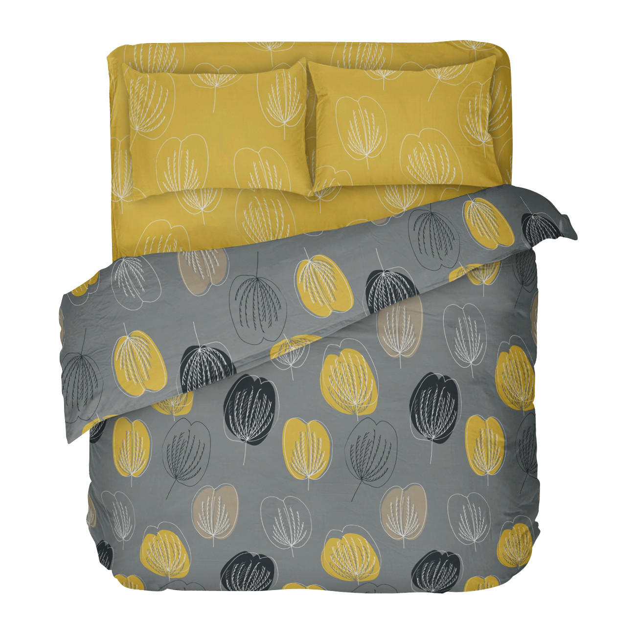 LENJERIE DE PAT 200/220 cm  - galben/gri, Basics, textil (200/220cm)