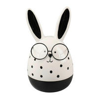 DEKOR NYÚL - fekete/fehér, Lifestyle, üveg/fém (9,1/15,3/9,1cm)