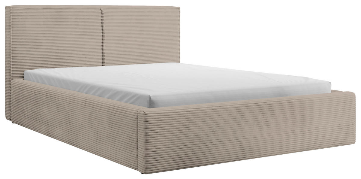 POLSTERBETT Lattenrost, Bettkasten 140/200 cm  in Hellbraun  - Hellbraun/Schwarz, MODERN, Holz/Textil (140/200cm) - MID.YOU