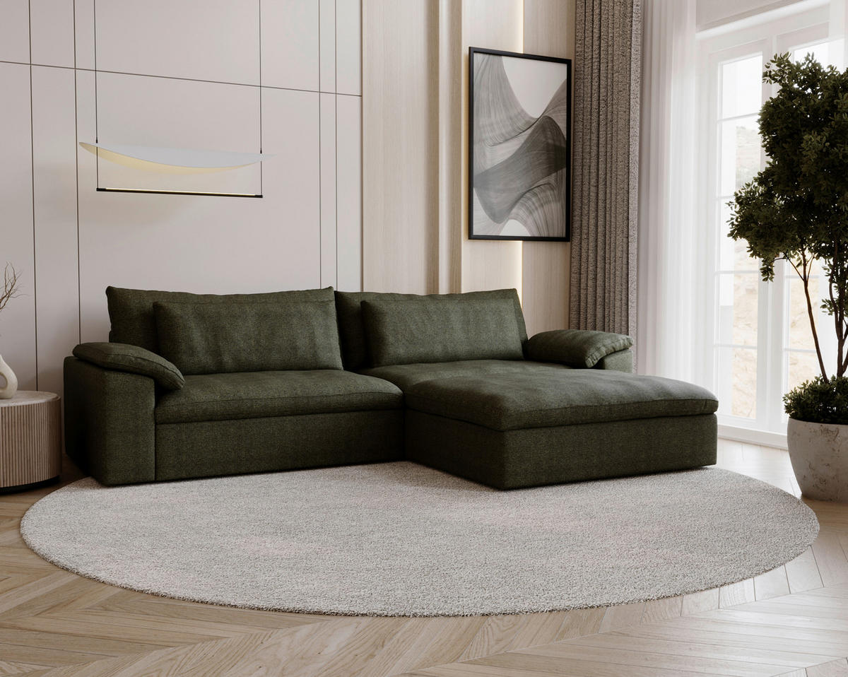 ECKSOFA  in Webstoff Grün  306/198 cm  - Schwarz/Grün, MODERN, Kunststoff/Textil (306/198cm) - Carryhome