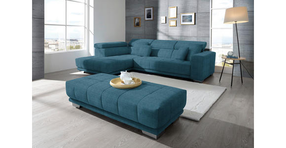 ECKSOFA in Mikrofaser Blau  - Chromfarben/Blau, Design, Textil/Metall (207/301cm) - Xora