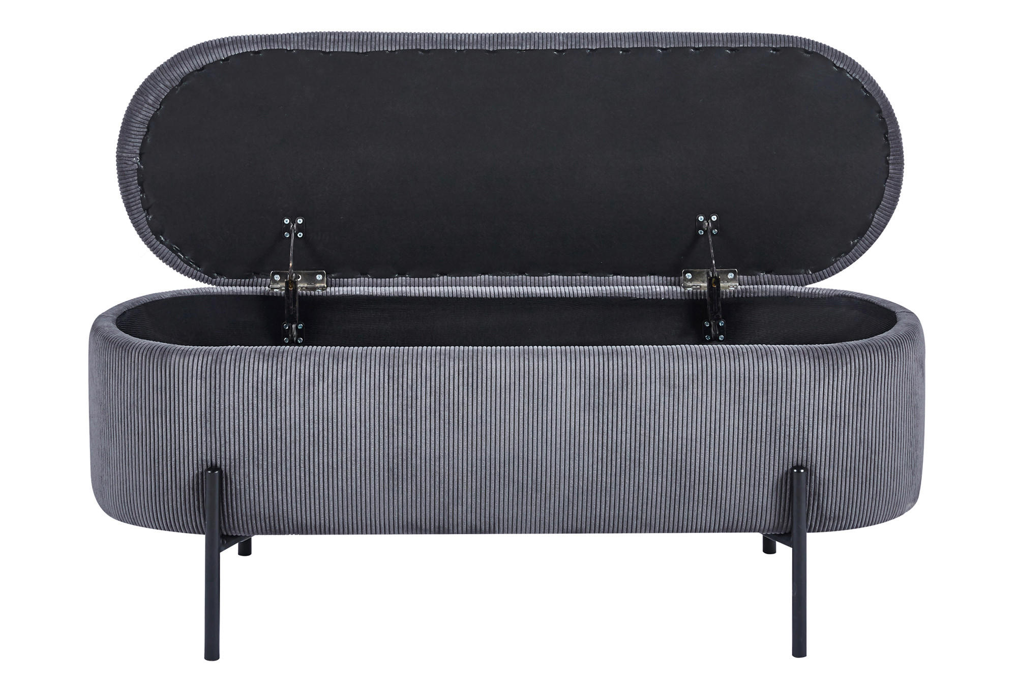 BETTBANK 110/44/40 cm   - Schwarz/Grau, MODERN, Textil/Metall (110/44/40cm) - Livetastic