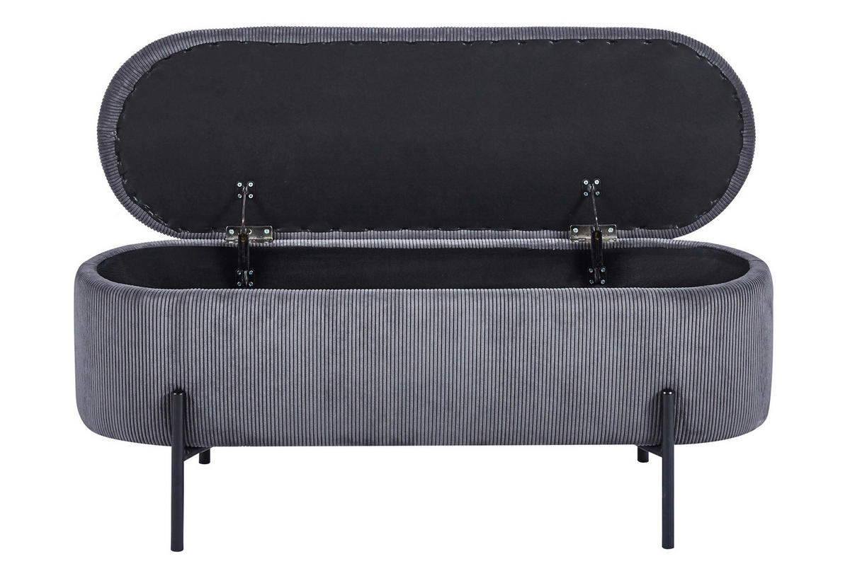 BETTBANK Cord Grau  - Schwarz/Grau, MODERN, Textil/Metall (110/44/40cm) - Livetastic
