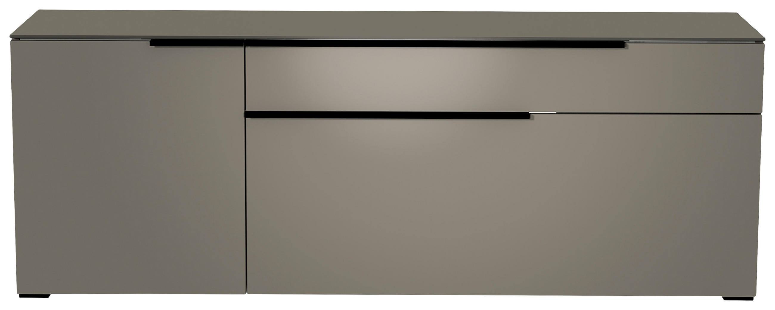 LOWBOARD Grau, Schwarz  160/58/45 cm  - Schwarz/Grau, Design, Glas/Holzwerkstoff (160/58/45cm) - Moderano