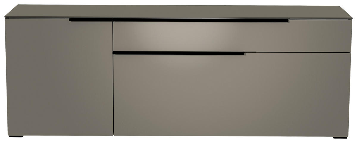 LOWBOARD Grau, Schwarz  160/58/45 cm  - Schwarz/Grau, Design, Glas/Holzwerkstoff (160/58/45cm) - Moderano