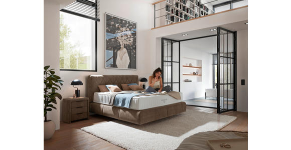 BOXSPRINGBETT 180/200 cm in Braun - Schwarz/Braun, Design, Kunststoff/Textil (180/200cm) - Johann Jakob