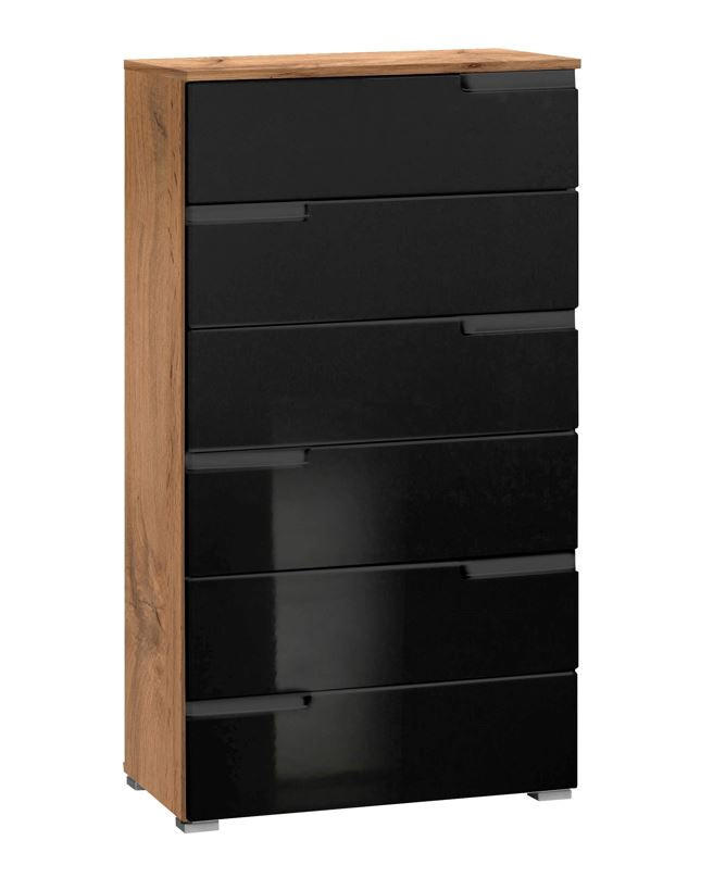 COMODĂ 65/117,6/40 cm  - negru lucios intens/culoare aluminiu, Basics, plastic/material pe bază de lemn (65/117,6/40cm) - Hom`in