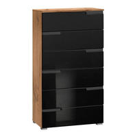 COMODĂ 65/117,6/40 cm  - negru lucios intens/culoare aluminiu, Basics, plastic/material pe bază de lemn (65/117,6/40cm) - Hom`in