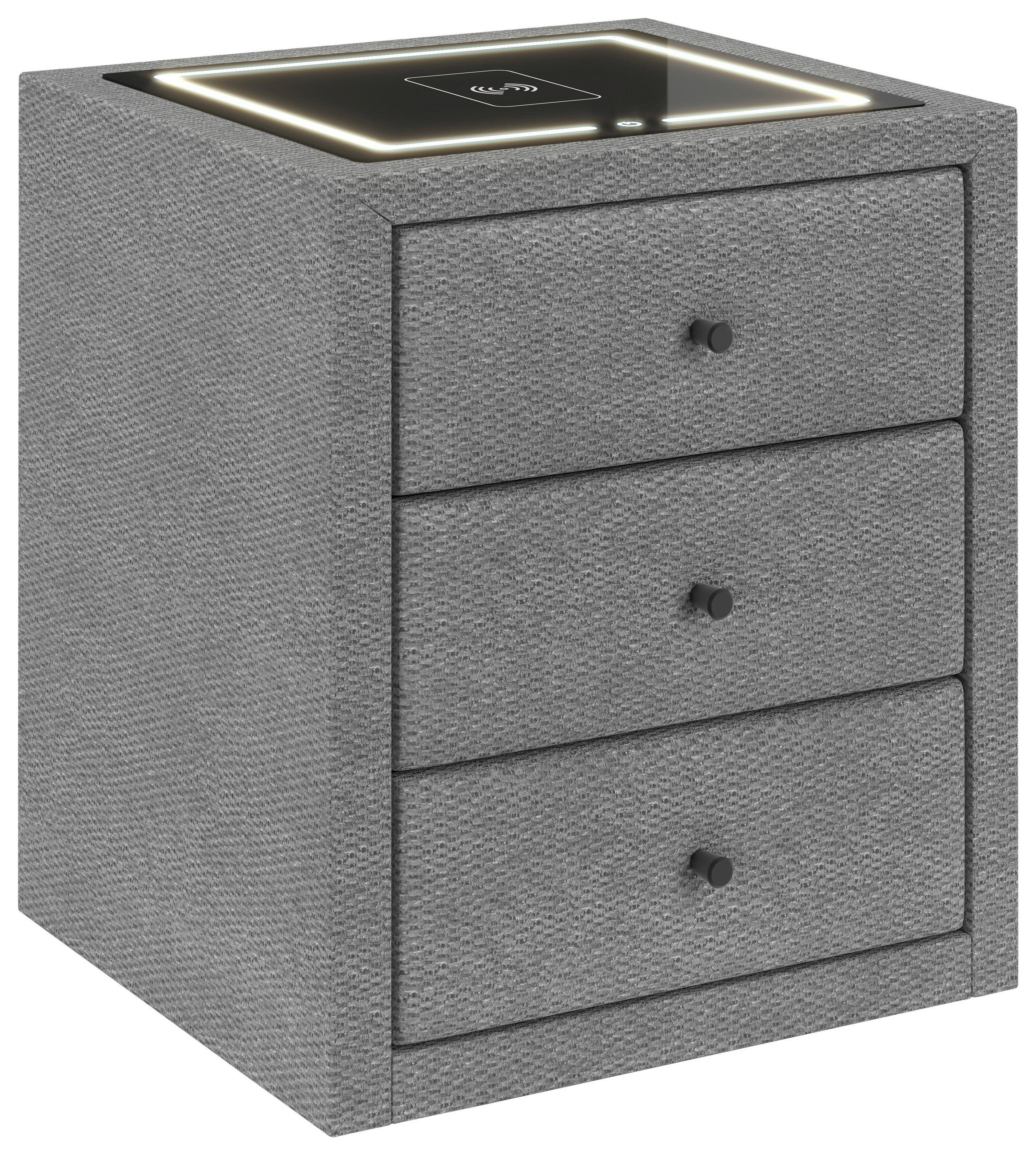 NACHTSCHRANK 49,5/56,5/46 cm, Grau,  - Schwarz/Grau, Basics, Glas/Kunststoff (49,5/56,5/46cm) - Chameo