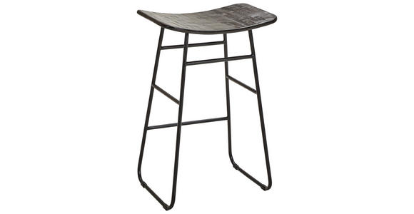BARHOCKER Schwarz, Dunkelbraun Eisen Teakholz massiv abwischbar - Dunkelbraun/Schwarz, Design, Holz/Metall (50/80/35cm) - Carryhome