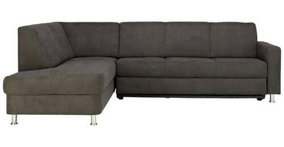 ECKSOFA Grau Flachgewebe  - Chromfarben/Grau, Design, Kunststoff/Textil (198/256cm) - Xora