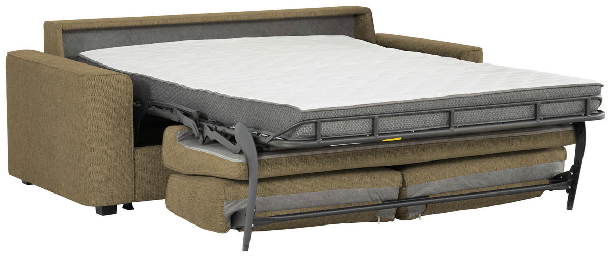 SCHLAFSOFA in Textil Olivgrün  - Schwarz/Olivgrün, Design, Kunststoff/Textil (186/83/100cm) - Livetastic