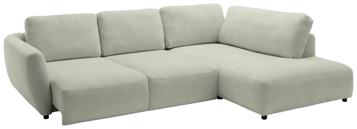 ECKSOFA  in Chenille Salbeigrün  307/224 cm  - Salbeigrün/Schwarz, KONVENTIONELL, Kunststoff/Textil (307/224cm) - Hom`in