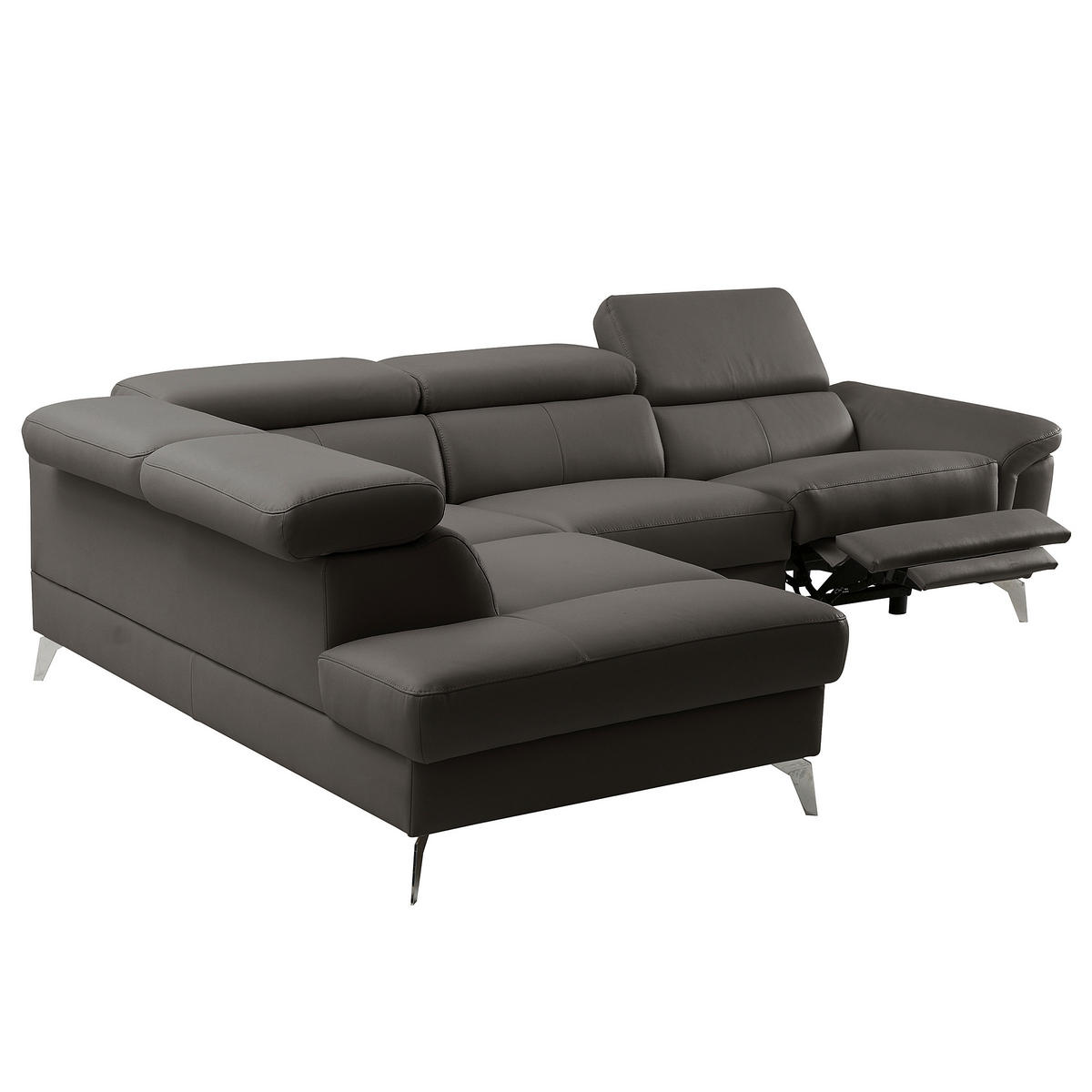 ECKSOFA  in Lederlook Echtleder Dunkelbraun  210/265 cm  - Chromfarben/Dunkelbraun, Design, Leder/Textil (210/265cm) - Livetastic