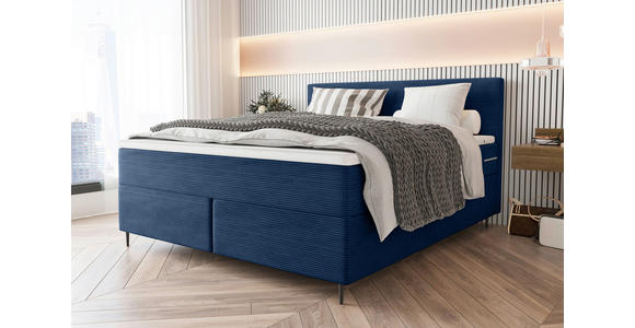 BOXSPRINGBETT 180/200 cm  in Dunkelblau  - Schwarz/Dunkelblau, KONVENTIONELL, Textil/Metall (180/200cm) - Carryhome