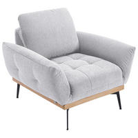 SESSEL in Flachgewebe Creme, Eichefarben  - Eichefarben/Creme, Design, Holz/Textil (92/87/95cm) - Stylife