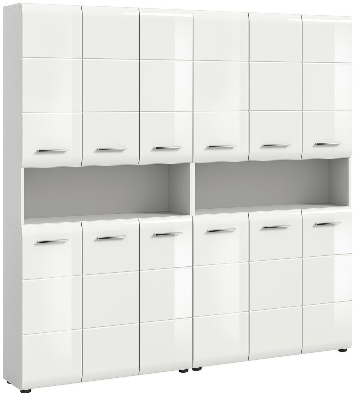 HOCHSCHRANK 180/185/30 cm  - Weiß Hochglanz/Silberfarben, MODERN, Holzwerkstoff/Kunststoff (180/185/30cm) - MID.YOU