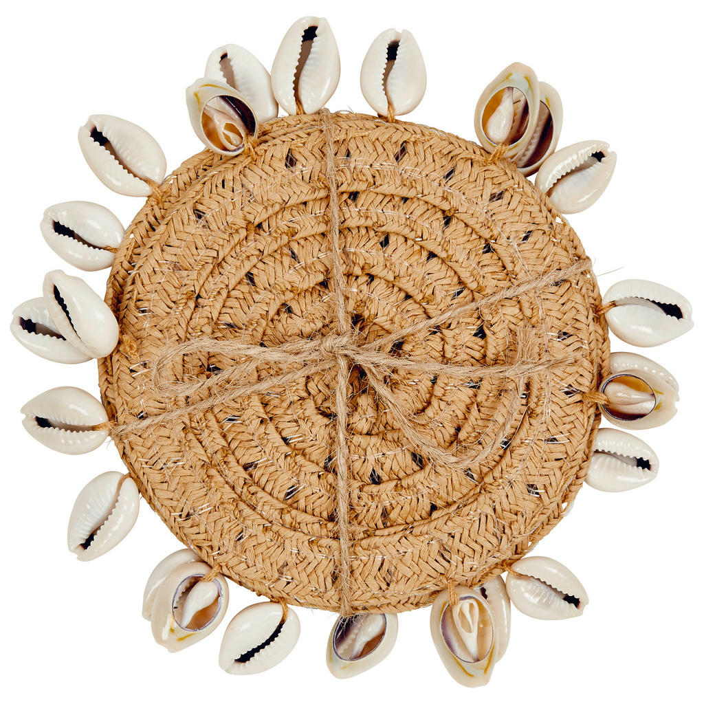 Glasuntersetzer 4er-set Shelly D: 10 Cm Mit Muscheldeko