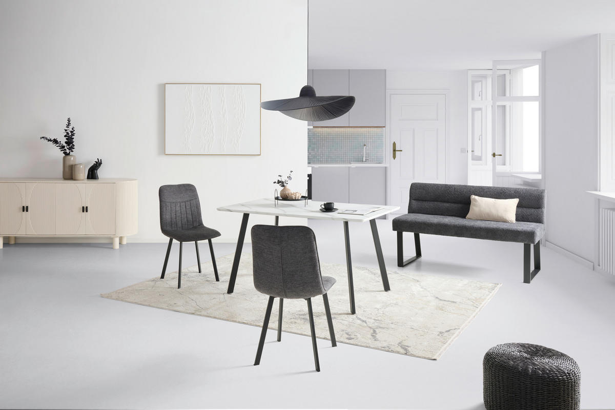 SITZBANK Metall, Textil Dunkelgrau  - Dunkelgrau/Schwarz, Konventionell, Textil/Metall (140/83/61cm) - MID.YOU