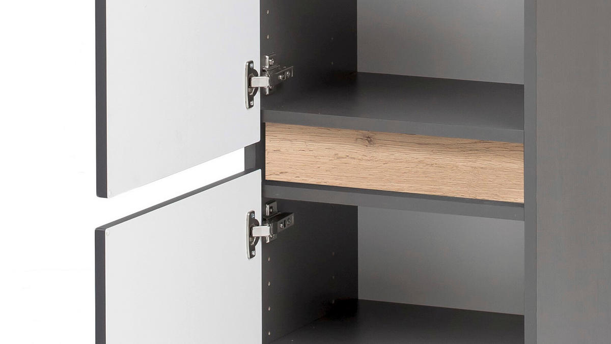 MIDISCHRANK 40/130/35 cm  - Eiche Wotan/Grau, Natur, Holzwerkstoff (40/130/35cm) - Xora