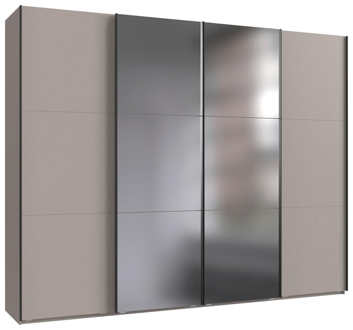 SCHWEBETÜRENSCHRANK 300/236/65 cm 4-türig Sahara  - Schwarz/Sahara, MODERN, Glas/Holzwerkstoff (300/236/65cm) - MID.YOU