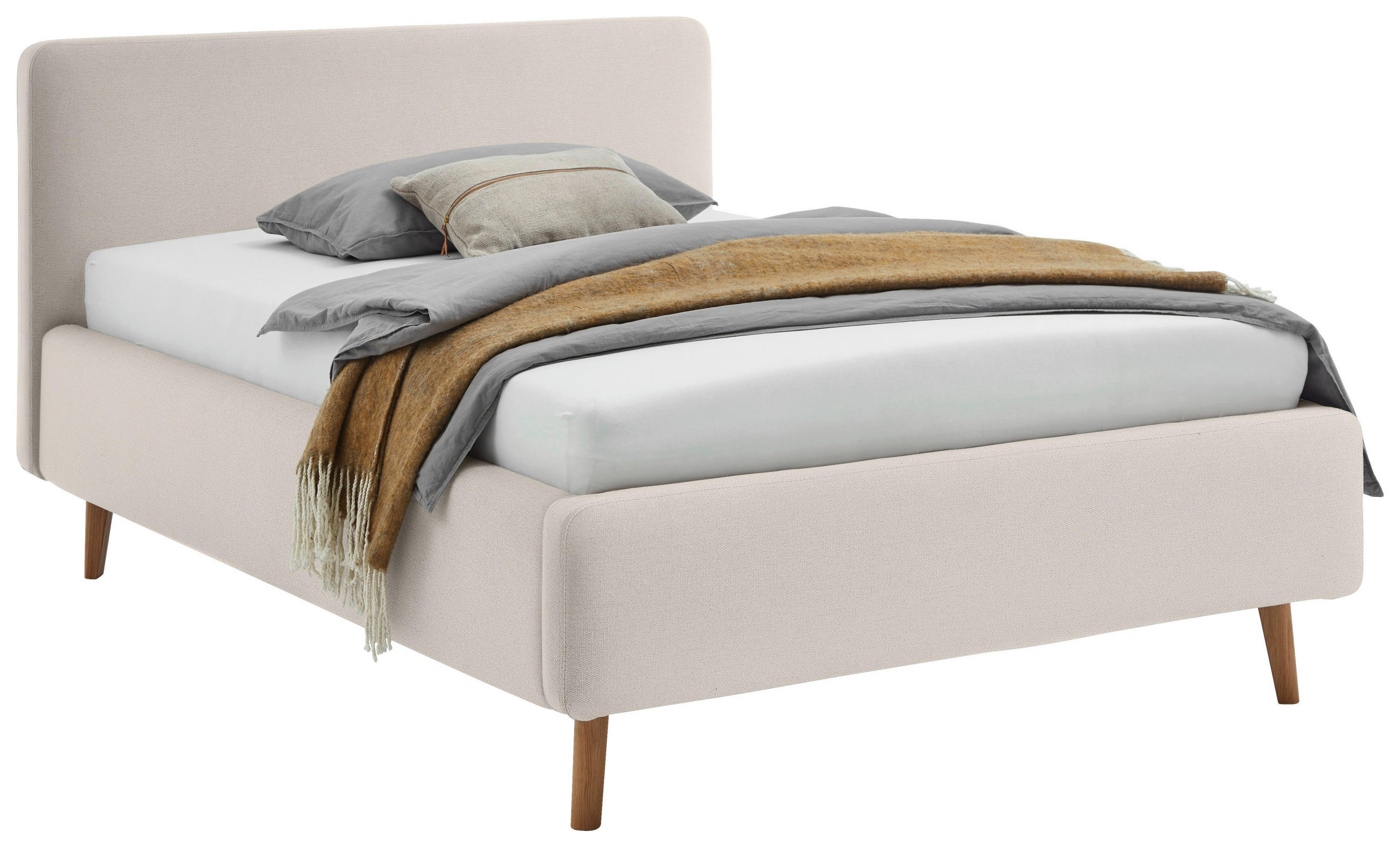 POLSTERBETT 140/200 cm  in Beige  - Eichefarben/Beige, Design, Holz/Textil (140/200cm) - Xora