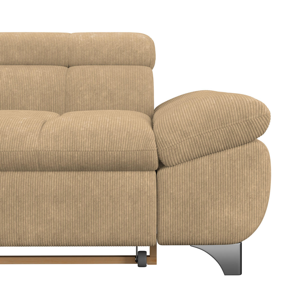 ECKSOFA Sandfarben Chenille  - Sandfarben/Chromfarben, KONVENTIONELL, Textil/Metall (234/312cm) - Livetastic