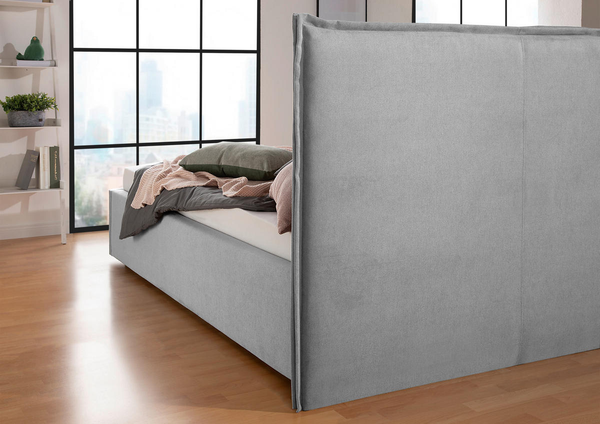 POLSTERBETT 100/200 cm,  in Grau,  - Schwarz/Grau, MODERN, Kunststoff/Textil (100/200cm) - Livetastic