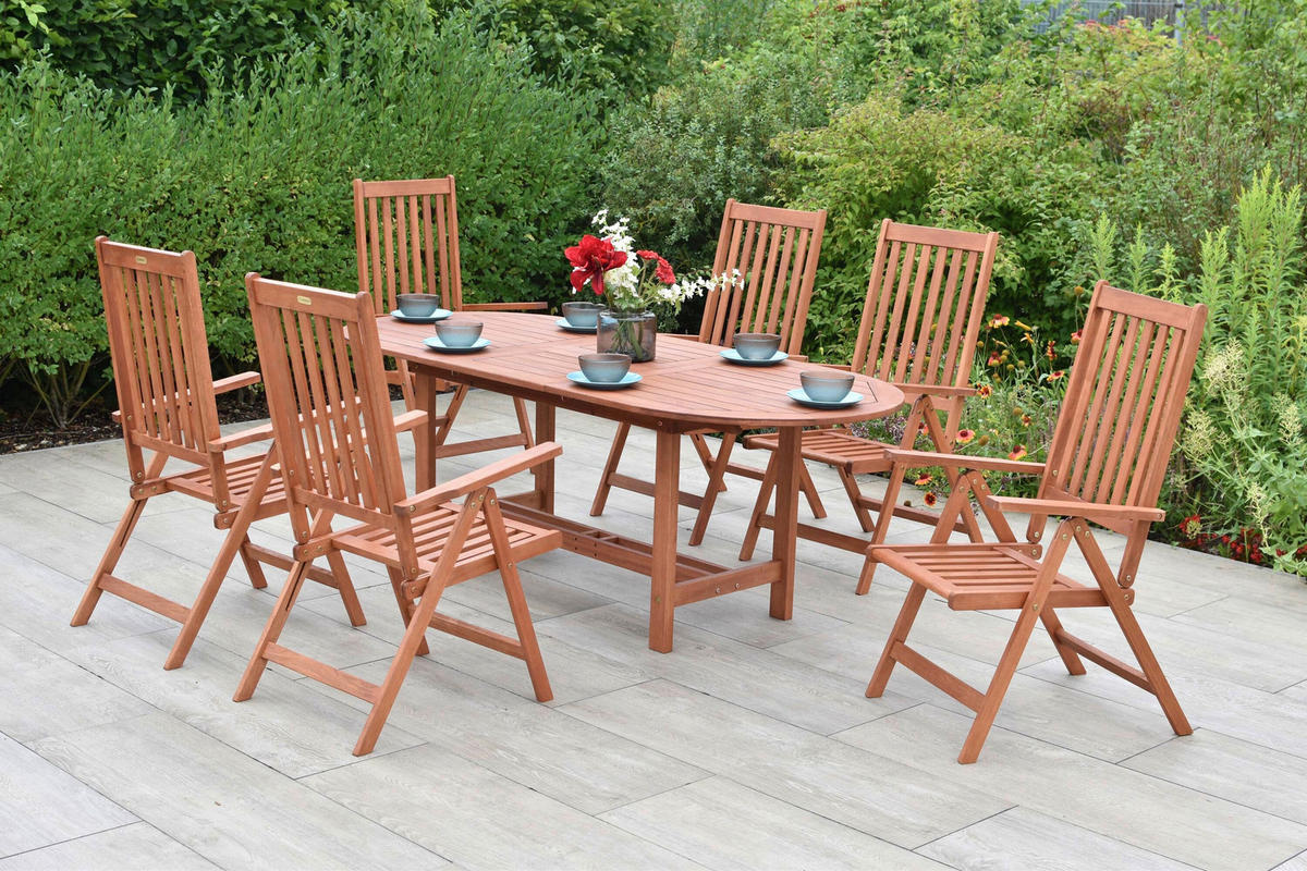 GARTENTISCHGRUPPE  - Eukalyptusholzfarben, KONVENTIONELL, Holz - Gardenson