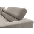 ECKSOFA Sandfarben Feincord Rücken echt, Kopfteilverstellung, Sitzvorzug  - Sandfarben/Schwarz, KONVENTIONELL, Textil/Metall (219/311cm) - Hom`in