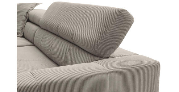 ECKSOFA Sandfarben Feincord Rücken echt, Kopfteilverstellung, Sitzvorzug  - Sandfarben/Schwarz, KONVENTIONELL, Textil/Metall (219/311cm) - Hom`in