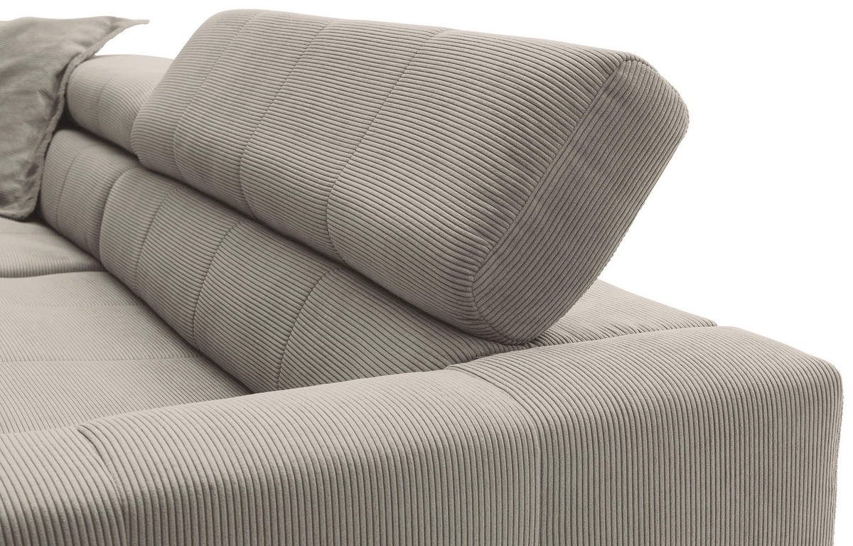 ECKSOFA in Feincord Sandfarben  - Sandfarben/Schwarz, Konventionell, Textil/Metall (219/311cm) - Hom`in