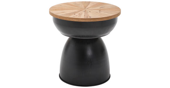 BEISTELLTISCH 40/40/42 cm Tanne massiv Naturfarben, Schwarz rund  - Schwarz/Naturfarben, LIFESTYLE, Holz/Metall (40/40/42cm) - Landscape