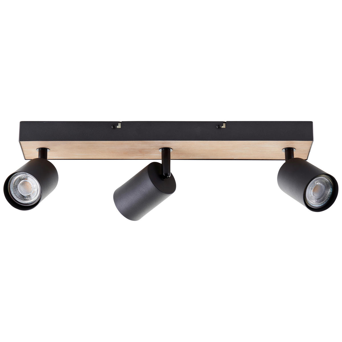 LED-DECKENSTRAHLER - Schwarz/Kieferfarben, Basics, Holz/Metall (42/15,3/8cm) - Brilliant