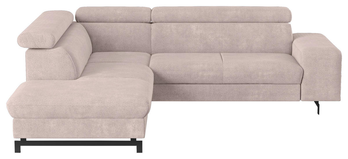ECKSOFA Creme Chenille  - Blau/Creme, Textil/Metall (215/262cm) - MID.YOU