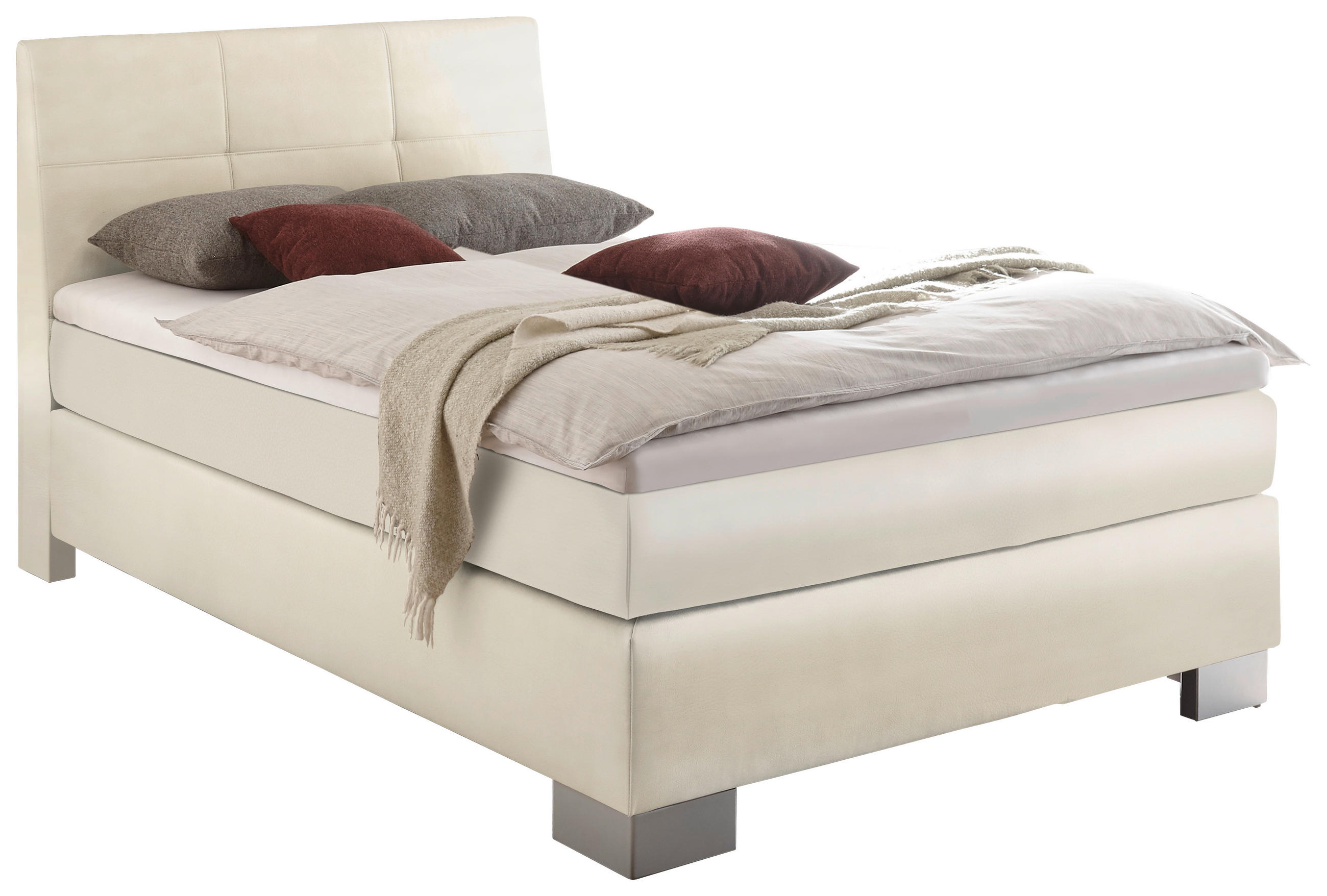 BOXSPRINGBETT 120/200 cm in Sandfarben - Sandfarben/Silberfarben, KONVENTIONELL, Holz/Textil (120/200cm) - Voleo