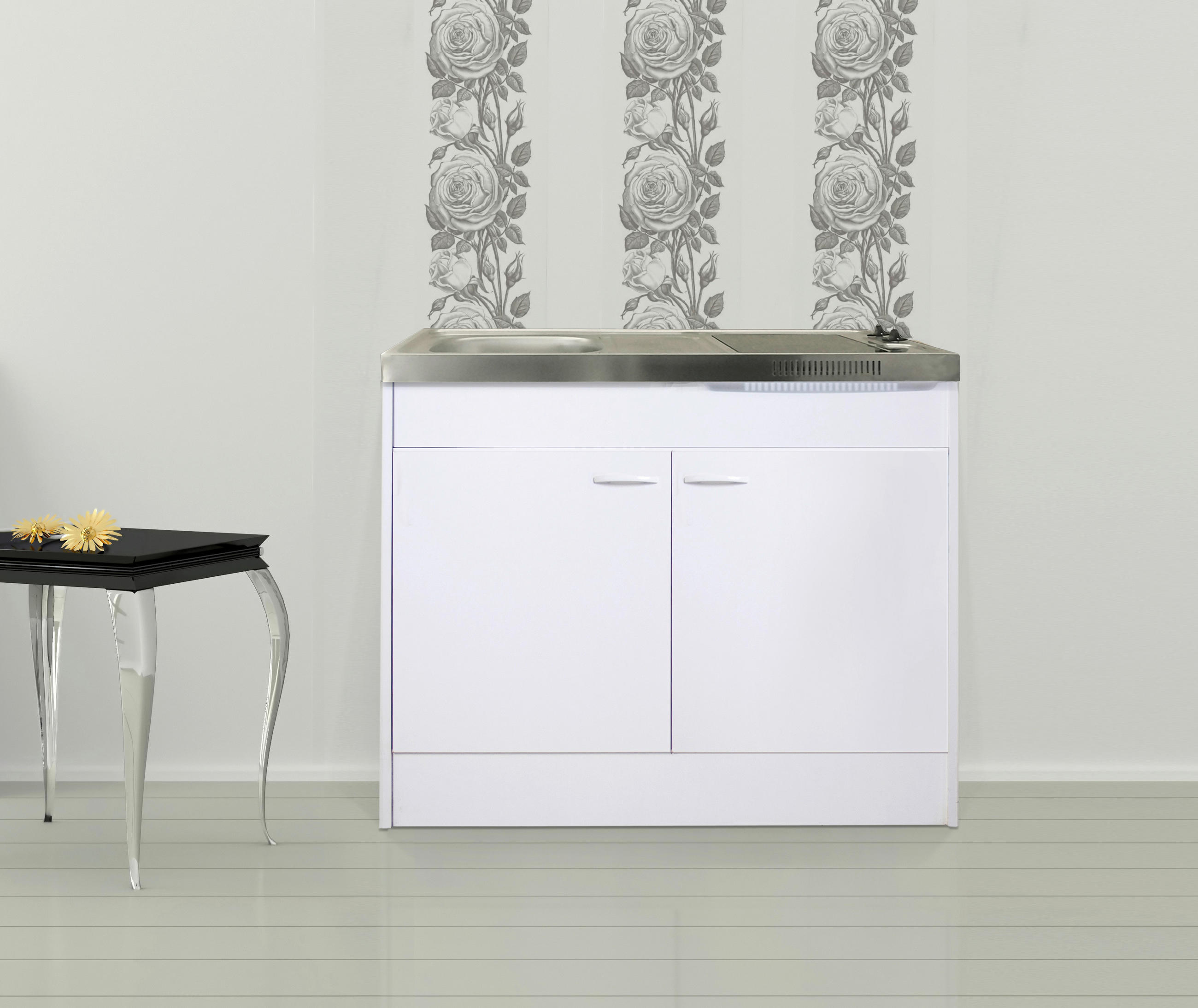MINIKÜCHE 100 cm in Weiß - Weiß, MODERN, Kunststoff/Metall (100cm) - Respekta
