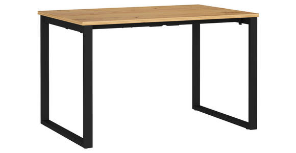 SCHREIBTISCH 120/80/75 cm, Schwarz, Eichefarben, Hellbraun, in verschiedenen Holz-Dekoren erhältlich, justierbare Füße  - Hellbraun/Eichefarben, MODERN, Holzwerkstoff/Metall (120/80/75cm) - Novel