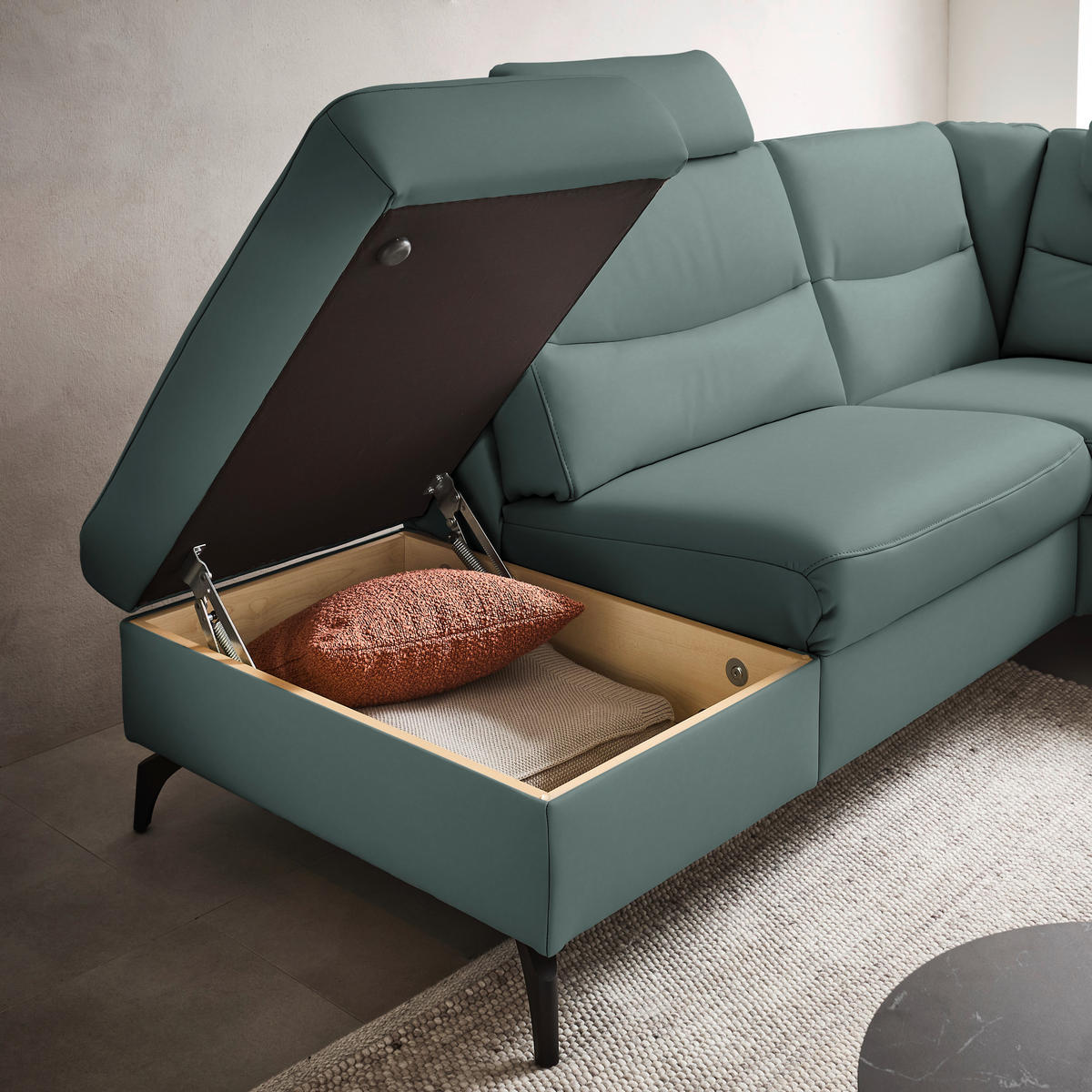 ECKSOFA  in Echtleder Blaugrau  249/280 cm  - Anthrazit/Blaugrau, Design, Leder/Metall (249/280cm) - Himolla Komfortklass