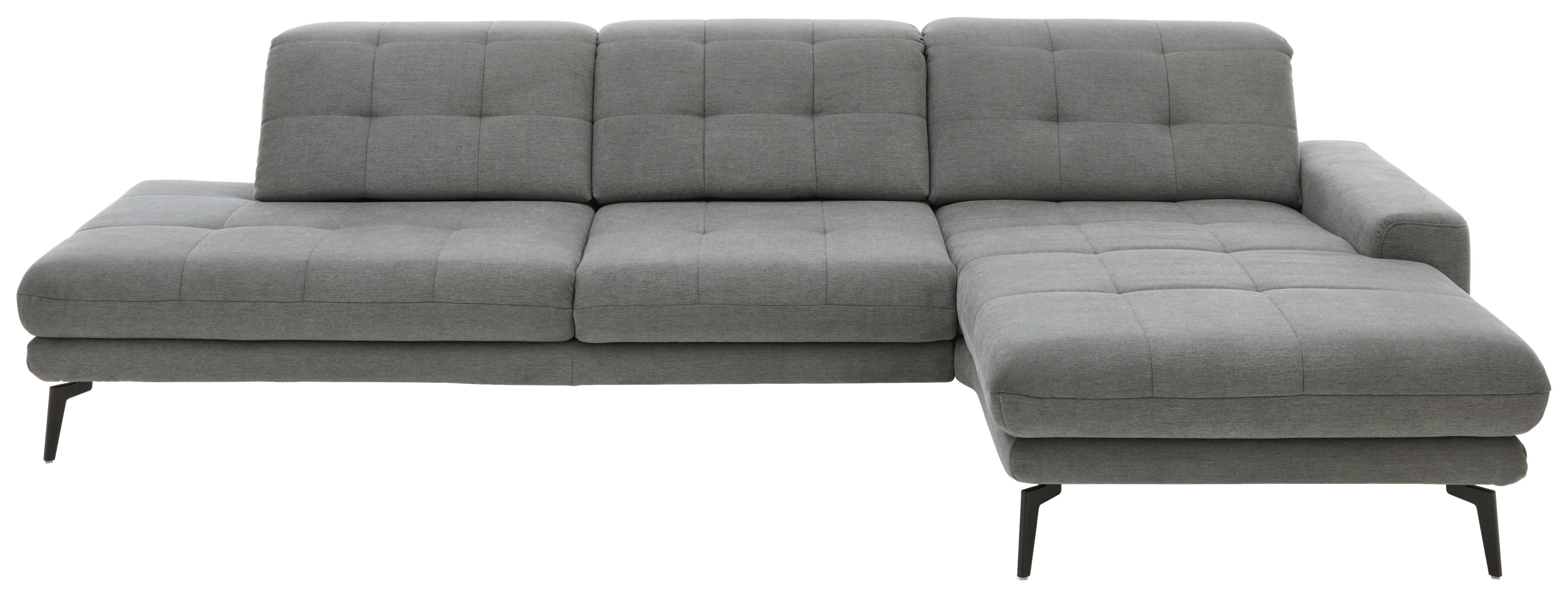 ECKSOFA in Flachgewebe Grau  - Schwarz/Grau, Design, Textil/Metall (309/190cm) - Beldomo Style