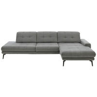 ECKSOFA Grau Flachgewebe  - Schwarz/Grau, Design, Textil/Metall (309/190cm) - Beldomo Style