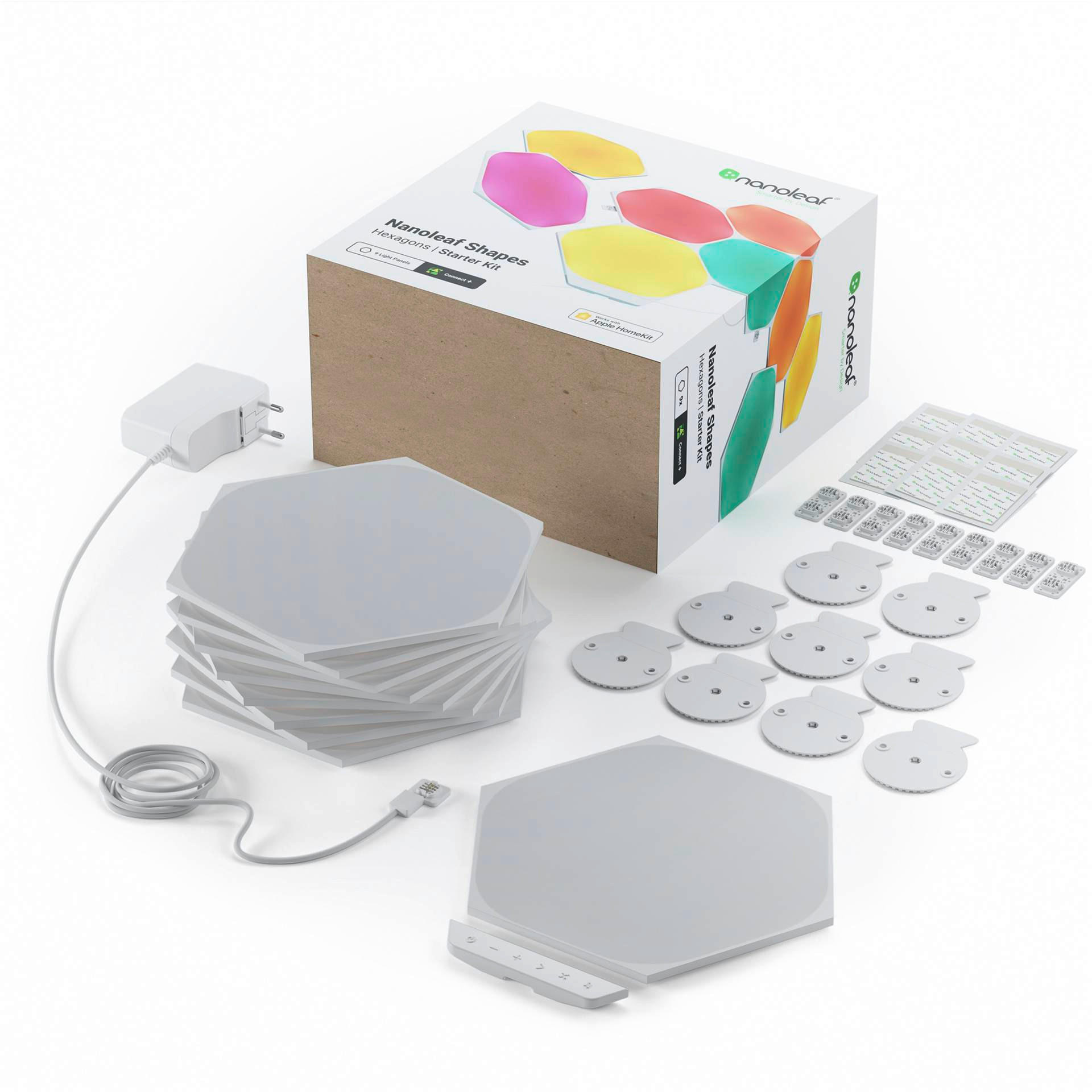 NANOLEAF HEXAGONS 9ER NANOLEAF SHAPES 23/0,6/20 cm   - Weiß, Basics, Kunststoff (23/0,6/20cm)